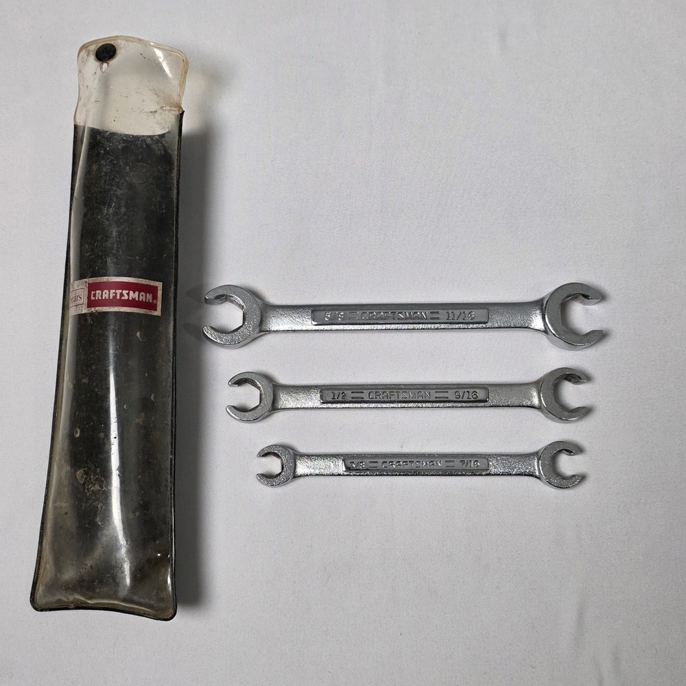Craftsman Flare Nut Wrench Set Unisex 3-Piece Silver 9 4433 Forged USA Vintage